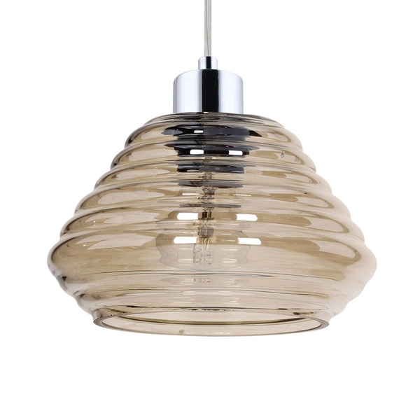 Lampa wisząca Bali 1xE27 maks. 60W chromowany metal/przezroczysty kabel PVC/brązowe szkło 1198128