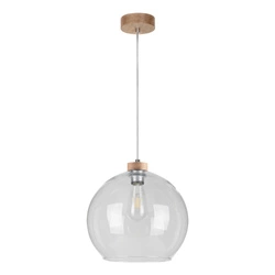 Laguna Wood Pendant Lamp 1xE27 Max.60W Oiled Oak/Transparent PVC/Transparent 18730174