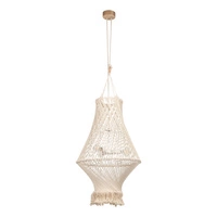 Reve Pendant Lamp 3xE27 Max.15W LED Oiled Oak/Cream Braided Cotton Cord/Natural Fabric Cable 18127374