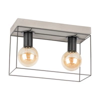 Betonowa Lampa Sufitowa Gretter 2xE27 Max.60W Szary Beton/Czarny Metal 919408236