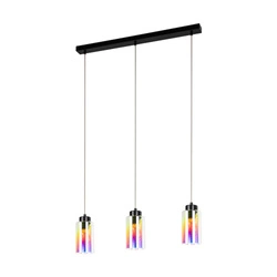 Meno Pendant Lamp 3xE27 Max.60W Black Metal/Transparent PVC Cable/Multicolor Glass 1030420220760
