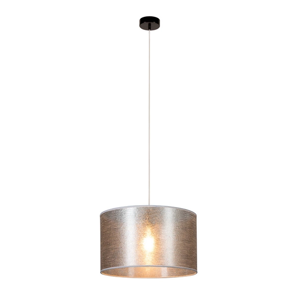 Nevoa Pendant Lamp 1xE27 Max.60W Black Metal/Transparent PVC Cable/Silver Fabric Shade 154930104