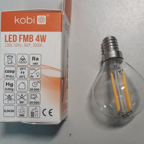 FILAMENT LED decorative light bulb E14 4W warm 3000K ball G45