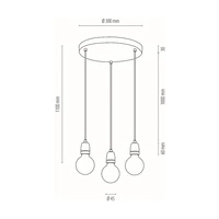 Porcia Pendant Lamp 3xE27 Max.60W White Metal/White Ceramics/Anthracite Fabric Cable 9181302R