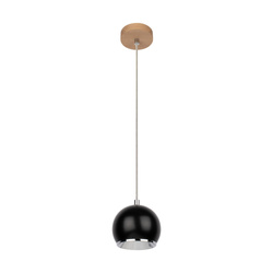 Ball Wood Pendant Lamp Incl. 1xLED GU10 5W Oiled Oak/Black Metal