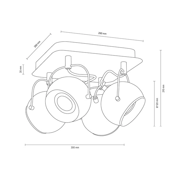 Ball Lampa Sufitowa Incl.4xLED GU10 5W Biały/Chrom 5109482