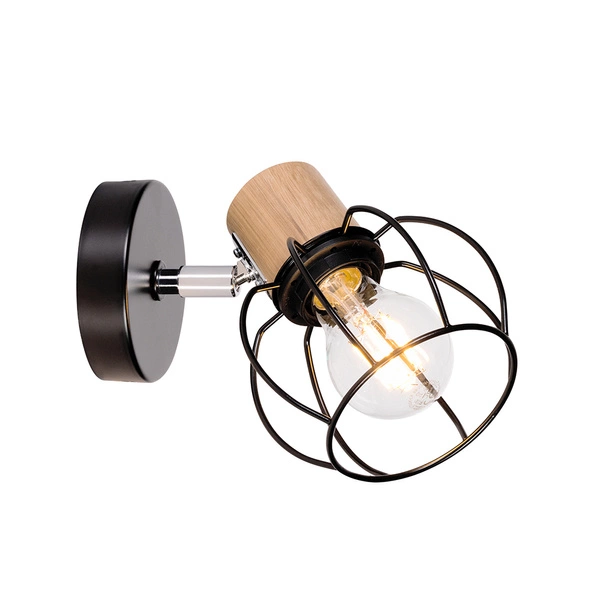 Phiphi Wall lamp 1xE27 Max.60W Black/Chrome/Oiled Oak 26114104