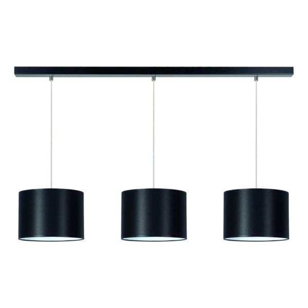 Dove Pendant Lamp 3xE27 Max.40W Black Metal/Transparent PVC Cable/Black Fabric Shade 15400304