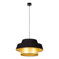 Preto Gold Pendant Lamp 1xE27 Max.60W Black Metal/Black Fabric Cable/Black-Gold Fabric Shade 150099104