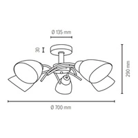 Viletta Wood Lampa Sufitowa 5xE27 Max.60W Dąb Olejowany/Chrom/Biały 8141574