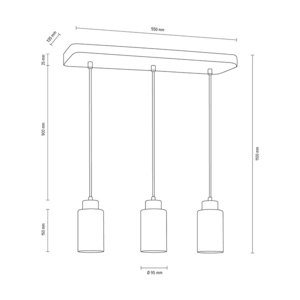 Karla Pendant Lamp 3xE27 Max.60W Gray/Transparent/Matte White 9160336