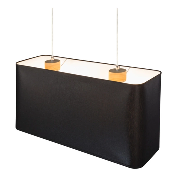 Lampa Wisząca Cadre 2xE27 Max.40W Dąb Olejowany/Przezroczysty Kabel PCV/Klosz z Czarnej Tkaniny 872030274