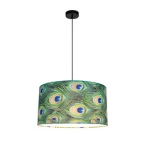 Vert Pendant Lamp 1xE27 Max.60W Black Metal/Black Fabric Cable/Multicolor Velvet Shade 15089104