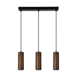 Pipe Pendant Lamp 3xGU10 LED Max.5W Walnut Beech Wood/Black Metal/Black PVC Cable 15593304