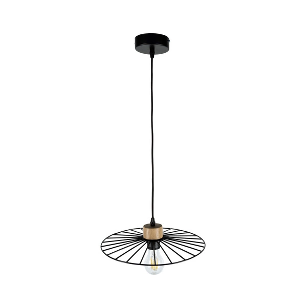 Balerina Pendant Lamp 1xE27 Max.60W Oiled Oak/Black Metal/Black PVC Cable 1010420031010