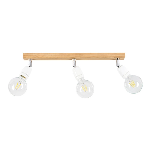 Porcia Wood Ceiling Lamp 3xE27 Max.25W Oiled Oak/White Ceramics