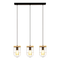 Netuno Pendant Lamp 3xE27 Max.60W Black/Oiled Oak 184159304