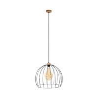 Coop Pendant Lamp 1xE27 Max.60W Oiled Oak/Black Metal/Black PVC Cable 1882974