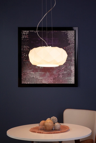 Terra Pendant Lamp 1xE27 Max.60W Chrome Metal/Transparent PVC Cable/White Glass 9902102