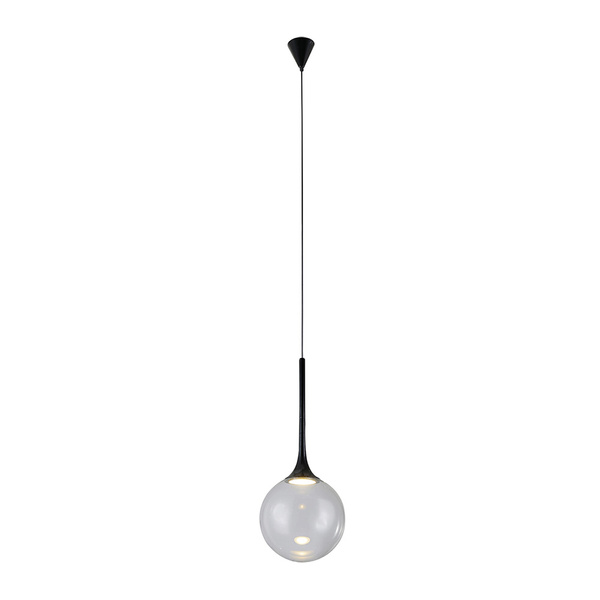 Ballare Pendant Lamp Incl. 1xLED Integrated 720lm 2700K 9W Metal Black/Black PVC Cable/Transparent Glass