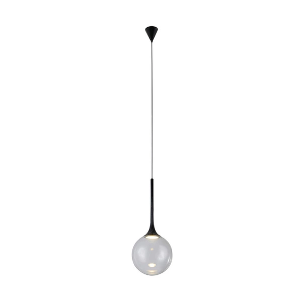 Ballare Pendant Lamp Incl. 1xLED Integrated 1200lm 2700K 15W Metal Black/Black PVC Cable/Transparent Glass 1772104