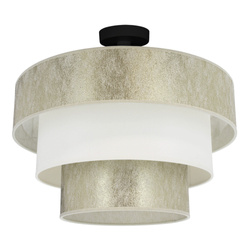 Ora Ceiling Lamp 1xE27 Max.40W Black Metal/Gold-Cream Fabric Shade