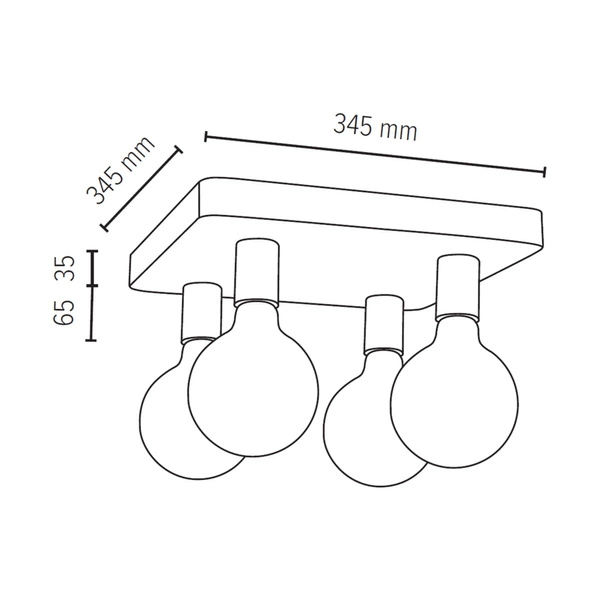 Fortan Ceiling Lamp 4xE27 Max.60W Gray Concrete/Black Metal 8254436
