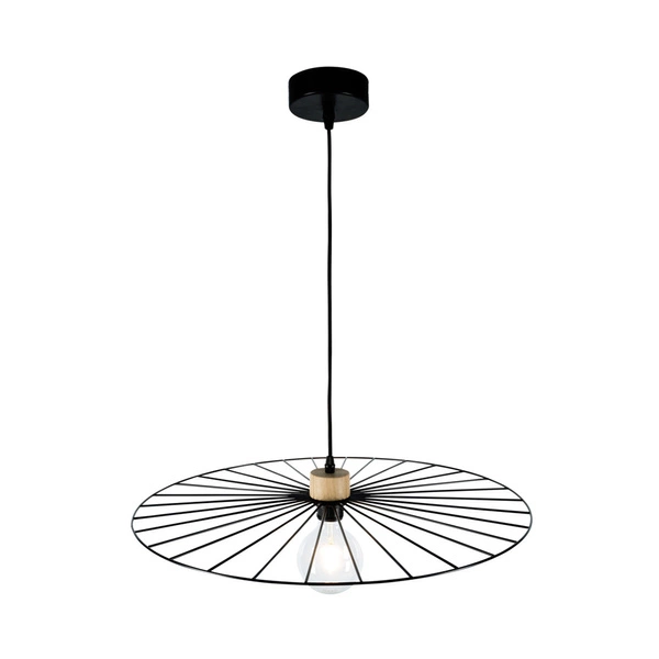Antonella Pendant Lamp 1xE27 Max.60W Oiled Oak/Black Metal/Black Fabric Cable 189419104