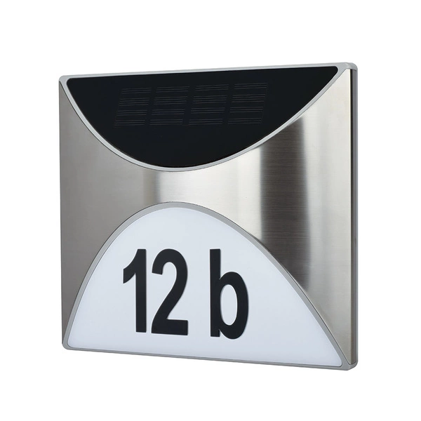 Solar House Number Wall Lamp Incl. 3x0,1W LED Satin Metal/White-Black Synthetic Material 6710202