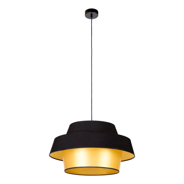 Preto Gold Pendant Lamp 1xE27 Max.60W Black Metal/Black Fabric Cable/Black-Gold Fabric Shade 150099104