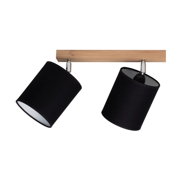 Atike Ceiling Lamp 4xE27 Max.25W Oiled Oak/Chrome Metal/Black Fabric Shade 197546474