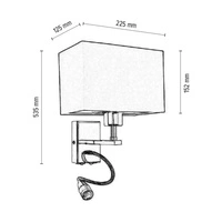 Relax Wall Lamp 1xE27 Max.25W Incl. 1xLED Integrated 110lm 4000K 2,5W Chrome Metal/Black Fabric Shade 5732128