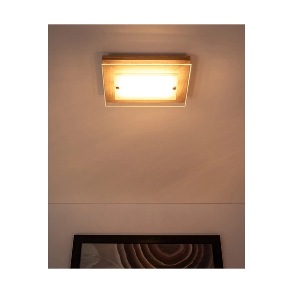 Finn Wall Lamp Incl. 1xLED 800lm 2700K 10W Oiled Oak/Chrome Metal/White-Transparent Glass 4022174