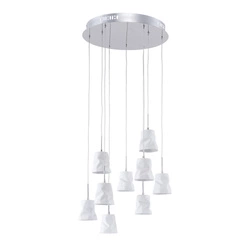 Joelle Pendant Lamp 9xG4 Max.20W Chrome Metal/White Ceramics 1870902