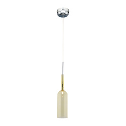 Bottle Pendant Lamp Incl. 1xLED Integrated 285lm 3000K 3W Chrome Metal/Transparent PVC Cable/Yellow Glass