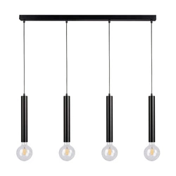 Barrel Pendant Lamp 4xE27 Max.60W Black Metal/Black PVC Cable 16709404