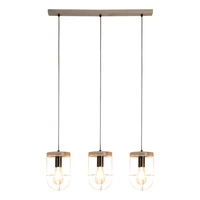 Netuno Pendant Lamp 3xE27 Max.15W LED Stained Pine Gray/Black Metal/Black PVC Cable/Silver Metal 1871759357