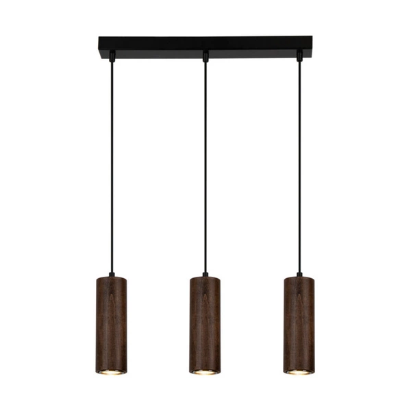 Pipe Pendant Lamp 3xGU10 LED Max.5W Walnut Beech Wood/Black Metal/Black PVC Cable 15593304