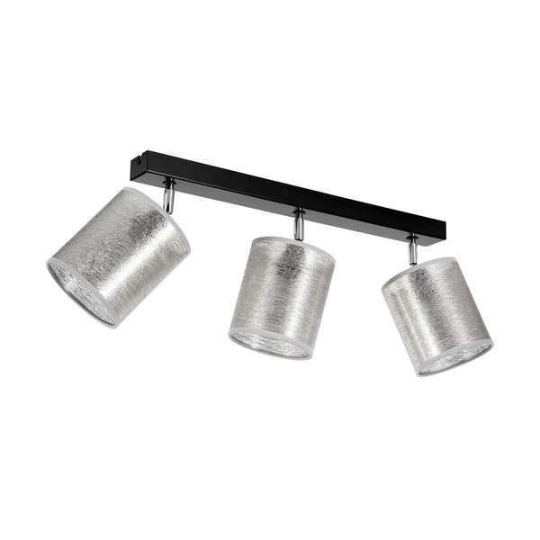 Lampa Sufitowa Nevoa 3xE27 Max.25W Czarny Metal/Chromowany Metal/Srebrny Klosz Tkaniny 56794304