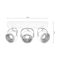 Ball Wood Ceiling Lamp Incl. 3xGU10 6W LED Oiled Oak/Satin Metal/Chrome Metal 5031374