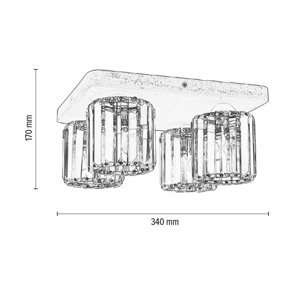 Glory Ceiling Lamp 4xE27 Max.60W Gray Concrete/Transparent Glass 2361436