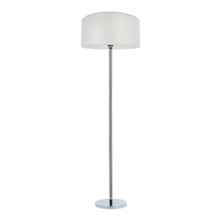 Lampa podłogowa Prata 1xE27 maks. 60W chromowany metal/przezroczysty kabel PVC/srebrny klosz z tkaniny