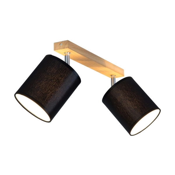 Aprillia Ceiling Lamp 2xE27 Max.25W Oiled Oak/Black Fabric Shade 56746274