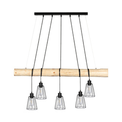 Trabo Long Pendant Lamp 5xE27 Max.60W Natural Pine/Black