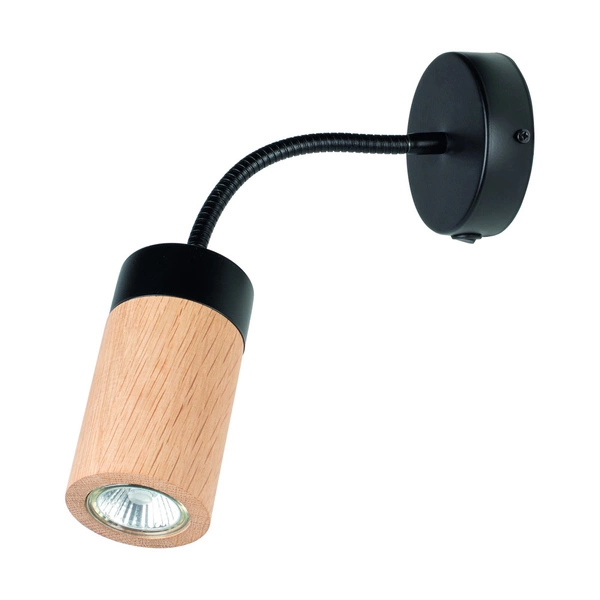 Annick Wall Lamp Incl. 1xLED GU10 5W Oiled Oak/Black Metal/Black Fabric Cable 2419104