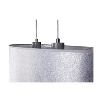 Lampa Wisząca Prata 2xE27 Max.40W Szary Metal/Przezroczysty Kabel PCV/Srebrny Klosz Tkaniny 957280427