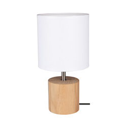 Trongo Round Table Lamp 1xE27 Max.25W Oiled Oak/Black PVC/White