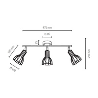 Lampa listwa czarna z drutu 3pkt MEGAN 75cm 2743304