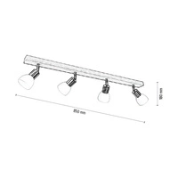Timon Ceiling Lamp 4xE14 Max.40W Oiled Oak/Satin Metal/White Glass 2047418620184