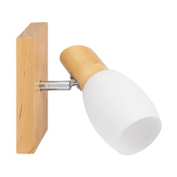 Birgit Wall Lamp 1xE14 Max.40W Birch Wood/White Glass 2016016720766